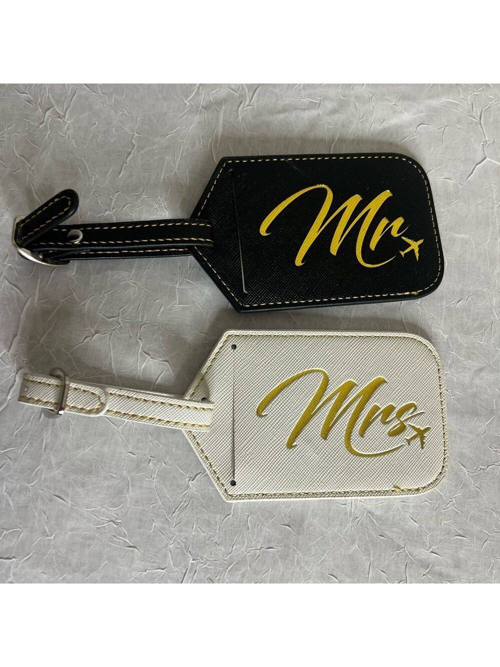 Black and White Mr. and Mrs. Luggage Tags
